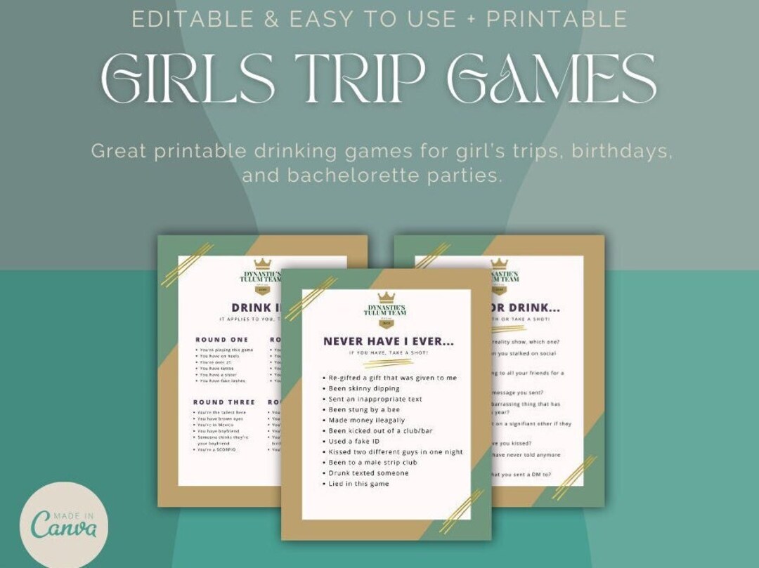 Editable Girls Trip Drinking Game Bundle Party Drinking Games Printable