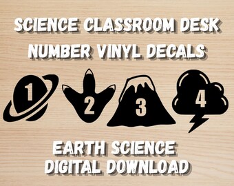 Earth Science Desk Number Decals (Digital Download)