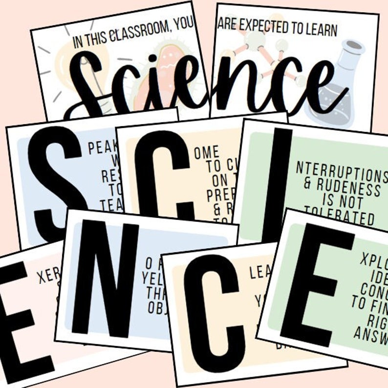 Science Interruption Boho Science Classroom Rules Set - Etsy