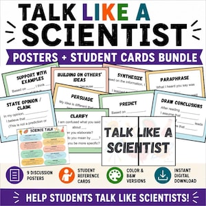 Science Talk Posters & Discussion Cards Bulletin Board Bundle (Digital Download)