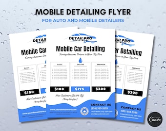 Customizable Car Detailing, Car Wash, Flyer Template for Auto and Mobile Detailers, PRINTABLE