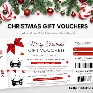 Modelo de vale-presente de Natal para detalhamento de carros + PDF bônus Folha de rastreamento de vale-presente, IMPRIMÍVEL
