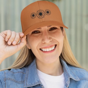 Sunflower Snapback Trucker Cap, Floral Hat, Summer Baseball Cap, Adjustable Cap, Sunflower Lover Gift, Women&#39;s Fashion Accessories