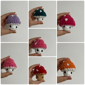 Gehäkelter Pilz Schlüsselanhänger Geschenk für Sie / Ihn / Kinder, gehäkeltes Spielzeug zum Spielen, Kuscheltier, Amigurumi in Wunschfarbe