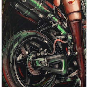 Sexy Woman on Motorcycle-Matte Photo Paper Poster