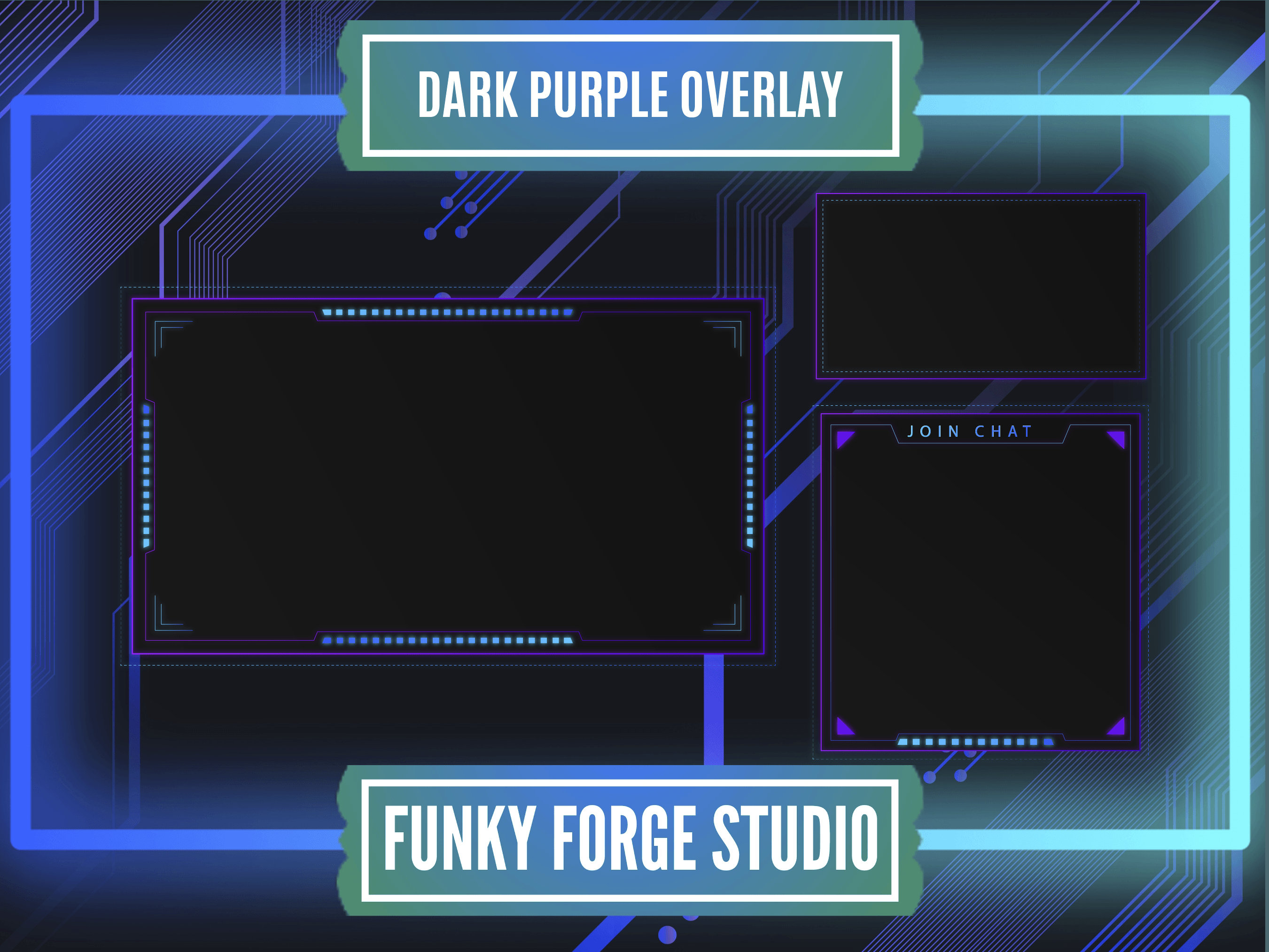 Twitch Stream Overlay Package in Deep Purple Aesthetic Palette Includes