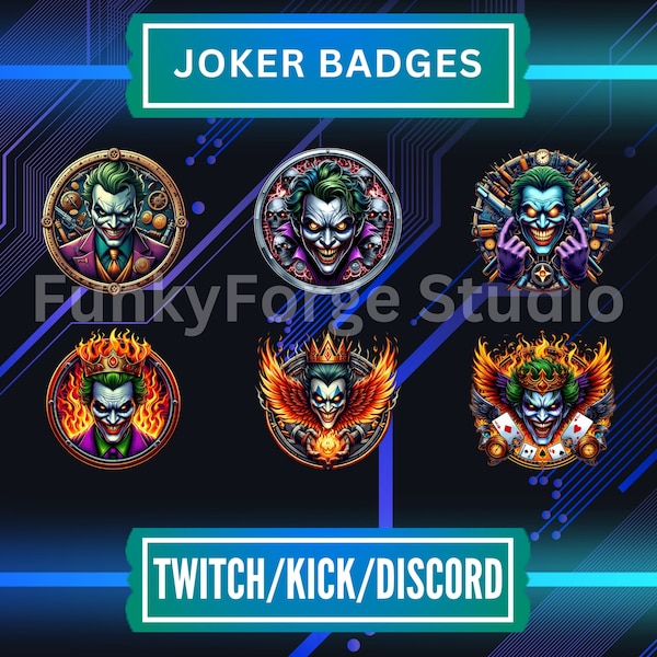 Joker Badges | Anime Twitch Subscription And Bit Badges | Cute Badges For Streamers | Weapon Badges.