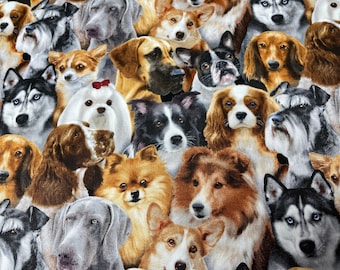 Elizabeth Studios Dog Breeds 1314 Black 44/45" | Dog Fabric by the Yard, 100% Quilting Cotton | Pet Theme Fabric, Dog Park Fabric