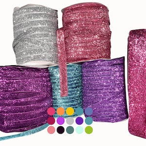 Metallic Sparkly Glitter Samtband Massenware zum Nähen, Basteln, Bling Samtband, Craft Band, Sparkle Band, Glitter Trim Bild 1