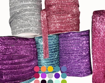 Metallic Sparkly Glitter Velvet Ribbon by the Yard for Sewing Crafts, Bling Velvet Ribbon, Craft Ribbon, Sparkle Ribbon, Glitter Trim