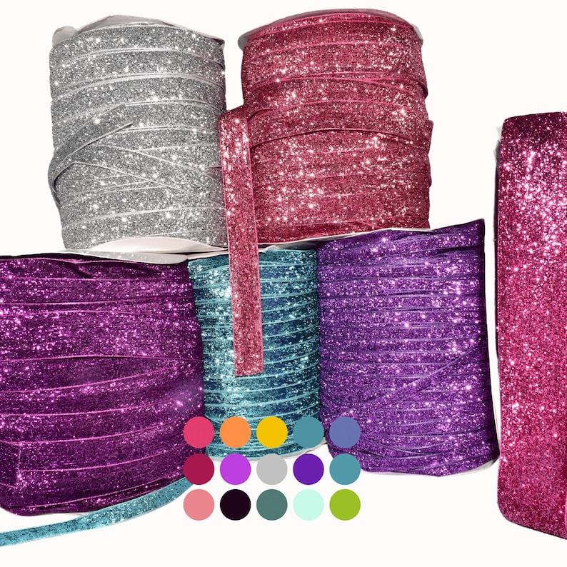 Metallic Sparkly Glitter Samtband Massenware zum Nähen, Basteln, Bling Samtband, Craft Band, Sparkle Band, Glitter Trim Bild 1