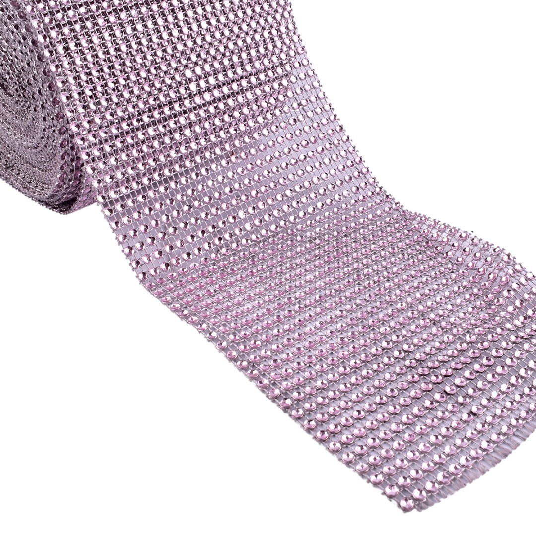 Pink Ribbon With Rhinestone Pink Rhinestone Mesh Ribbon Sold by 1, 3 or 5 Yard Lengths, Durable DIY ...