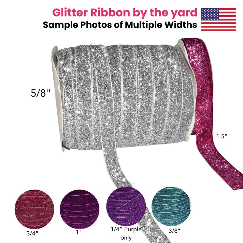 Metallic Sparkly Glitter Samtband Massenware zum Nähen, Basteln, Bling Samtband, Craft Band, Sparkle Band, Glitter Trim Bild 3