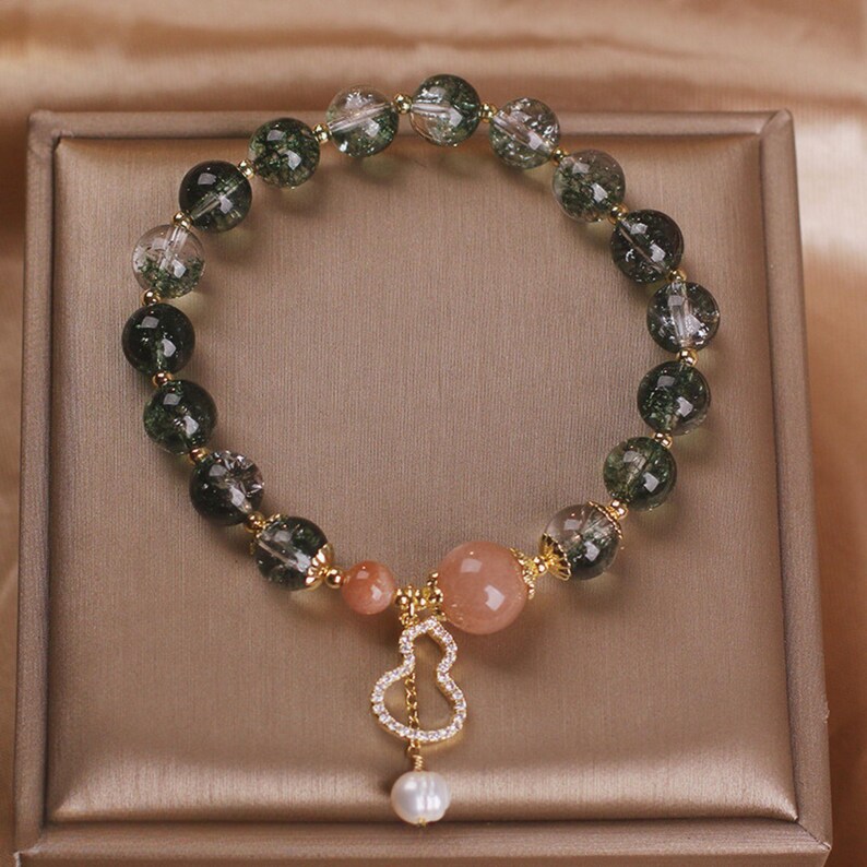 Green Beaded Bracelet For Women/Ladies Pearl Bracelet/Girls Natural Crystal Bracelet/Adjustable Bracelet/Handmade Jewelry/Gift For Her image 6