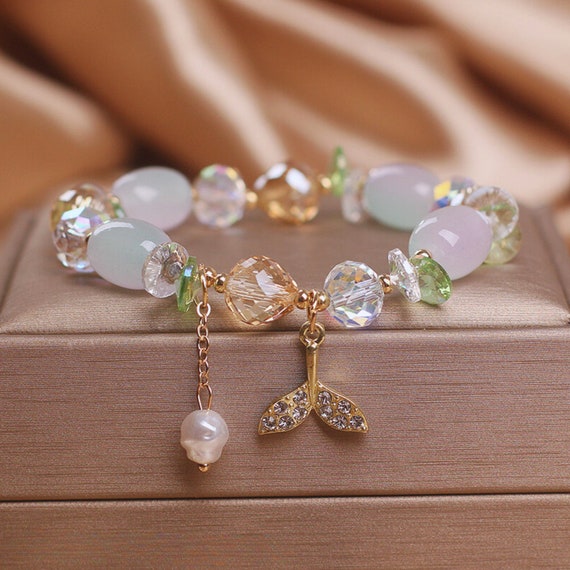 Bracelet Vintage Extensible - Grosses Perles, Dentelle Et Cristaux - Modèle /161