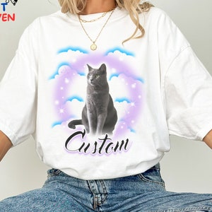 Airbrushed Any Name, Custom Cat Graphic Unisex Comfort Colors Shirt, Customize Pet Shirts,Pet Custom Vintage Shirt, Pet Memorial Gift, Pets