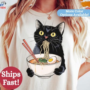 Ramen Cat T-Shirt | Cat Lover Gift, Kawaii Shirt, Alt Clothing, Anime Cat T-Shirt, Japanese Shirt, Foodies Shirt, Ramen Lover, Kitty Tee