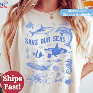 Comfort Colors Watercolor Ocean Animals Whales Shirt Gift Surf Beach Bum Ocean T Shirt Marine Animals Orca Shirt Gift for Marine Biology Tee