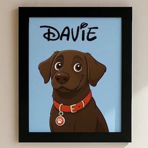 Portrait d'animal de compagnie personnalisé de style Disney • Dessin de chien ou de chat de bande dessinée • Téléchargement numérique • Illustration d'animal de compagnie mignonne • Art d'animal de compagnie de style Pixar