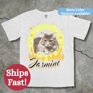 Camiseta personalizada de los 90, camiseta personalizada con colores aerografiados, camiseta vintage de gato, camisetas divertidas de gato, camiseta de gato, camiseta personalizada de perro, camisetas vintage