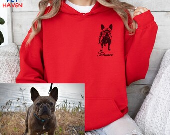 Custom Pet Portrait Hoodie, Custom Pet Sweater Using Pet Photo + Name Custom Dog Portrait Sweater Personalized Dog Pullover Dog Sweatshirt