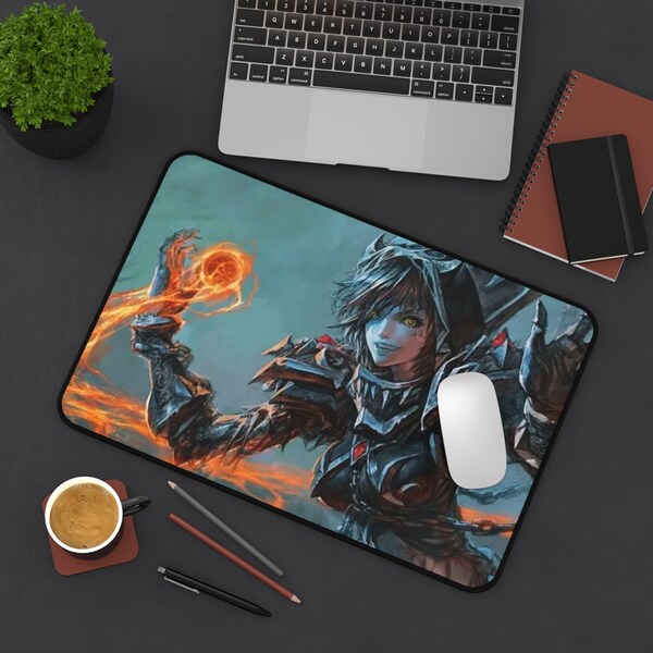 Warcraft Undead Fire Mage Mouse Pad Desk Mat, Gamer Gift Idea, Undead Mage World of Warcraft Gift, WoW Desk Mat, Horde Undead Mage