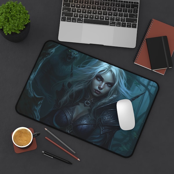 World of Warcraft Mage Inspired Mouse Pad Desk Mat, Gamer Gift Idea, Dark Mage World of Warcraft Gift, WoW Desk Mat, Alliance Human Mage