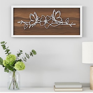 Schmetterling und Blumenwandkunst | Modernes Naturinspiriertes Holzschild | Schmetterling-Wand-Dekor für Wohnzimmer, Schlafzimmer oder Eingangsbereich