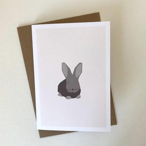 Conejo Gris // Tarjeta de Pascua/Primavera/Saludo/Cumpleaños