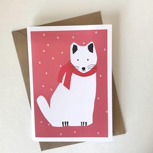 Renard arctique // Carte de Noël