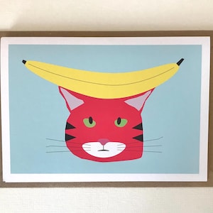 Chat banane//Carte de voeux/anniversaire
