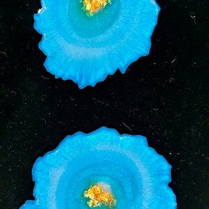 Teal and gold resin coasters
