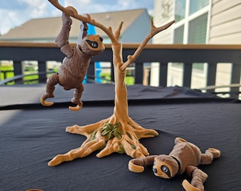 3D Printed Articulated Sloth & Tree: Fidget Desk Toy