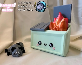Dumpster Fire and Raccoon - 3D Printed Desk Accessory and Fidget Toy