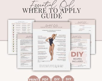 Essential Oils Guide Where to Apply + What to Use | DIY Recipes | Printable Bundle | Everyday Oils + DIY Worksheet | Instant Download