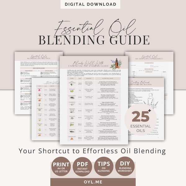 Essential Oil Blending Guide Sheet | Printable Guide worksheet | Pairing Chart | DIY Aromatherapy Oils | Instant Download