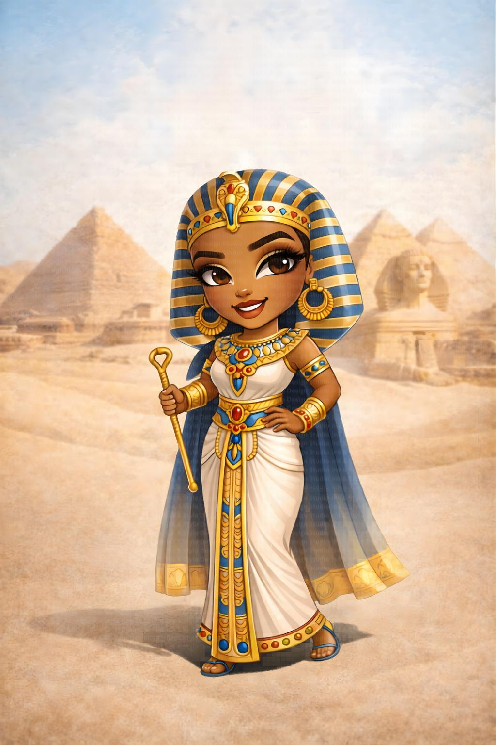 Egyptian Queen Chibi Art | Pyramids Printable Wall Art | Ancient Egypt ...