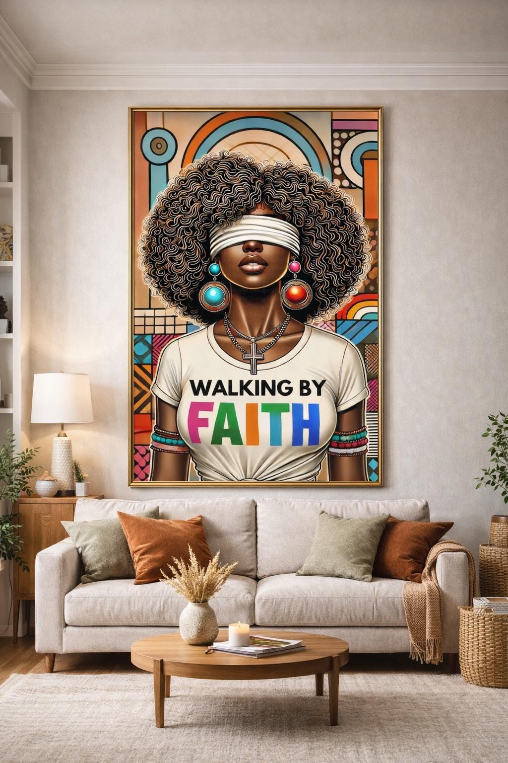 Walking by Faith | Black Woman Christian Wall Art | Afrocentric Faith ...