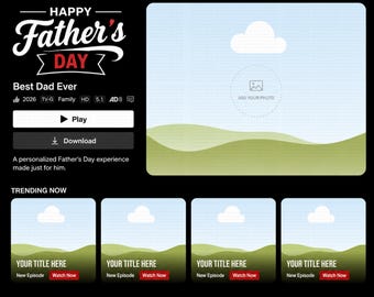 DadFlix bearbeitbare Canva Vorlage | Personalisiertes Vatertagsgeschenk | Benutzerdefiniertes Vorlagendesign | Sofort Download