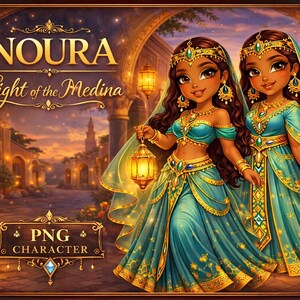 Moroccan Princess Chibi Art | Marrakech Lantern Girl PNG | Medina Fantasy Character | Desert Princess Digital Art | Instant Download