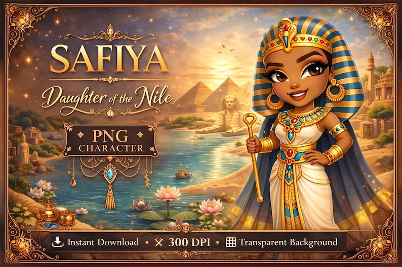Egyptian Queen Chibi Art | Pyramids Printable Wall Art | Ancient Egypt ...
