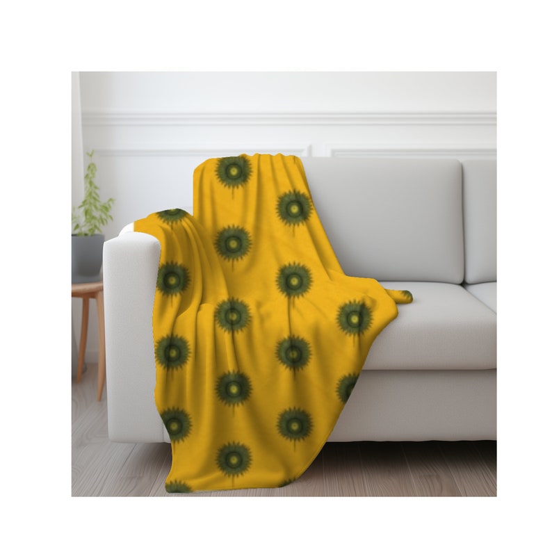 Velveteen Sunflower Art Deco Plush Blanket, Sunflower Blanket Gift, Art