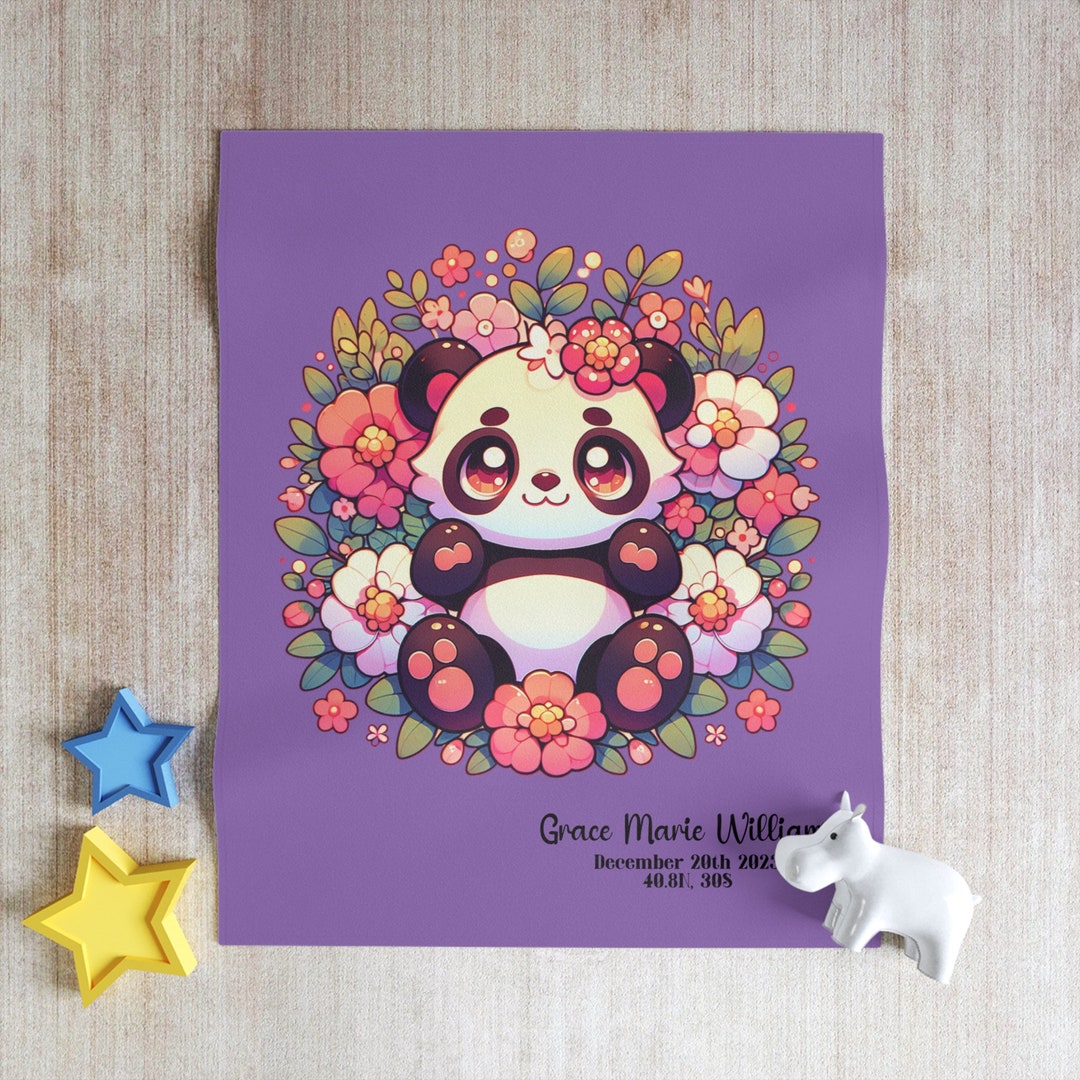 Customized Panda Blanket With Colorful Flowers for Young Children and ...