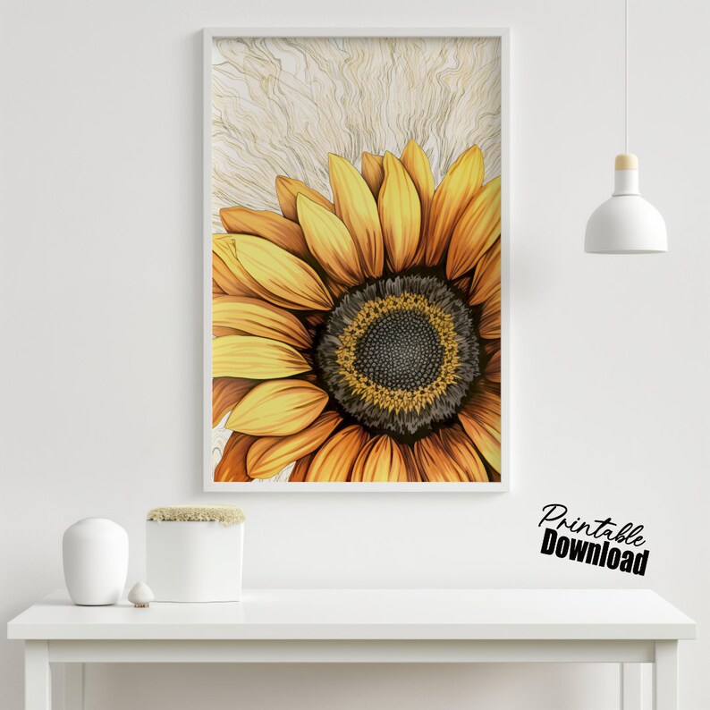 yellow-sunflower-printable-art-minimalist-wall-decor-botanical-prints