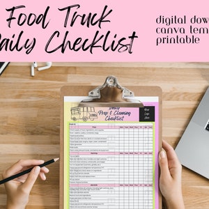 Caminhão de comida | Lista de verificação diária do trailer de alimentos | Abrindo Chacklist de Fechamento