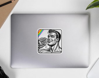 Vintage "Daddy Energy" with Rainbow Stripe Sticker
