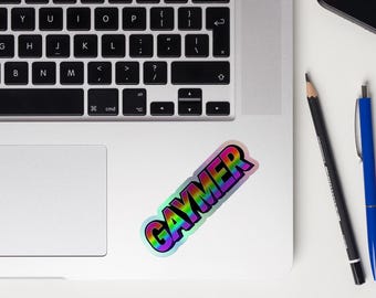 Bold 'Gaymer' holographic sticker - for those gay guys who love gaming