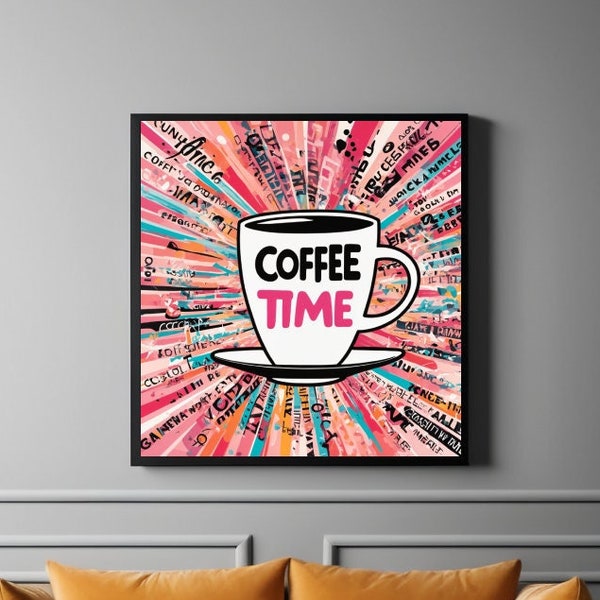 Morning Perk: Printable Coffee Time Wall Art - Perfect Gift for Women. Kitchen, Office, Café - Cute Wall Art Decor Art Print, Fun Wall Art