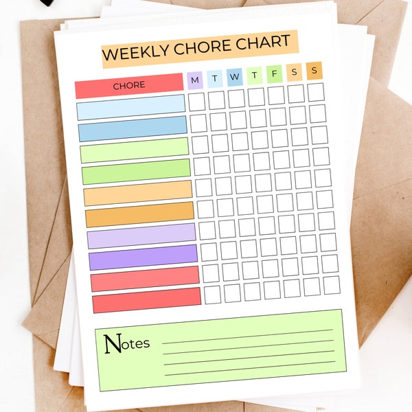 Kids Chore Chart, Printable Editable Daily & Weekly Kids Chore Responsibility Chart, Instant Download, Kids Routine Chart, Digital Download
