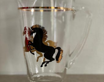 MCM Glass Horse Pitcher with Gold Trim